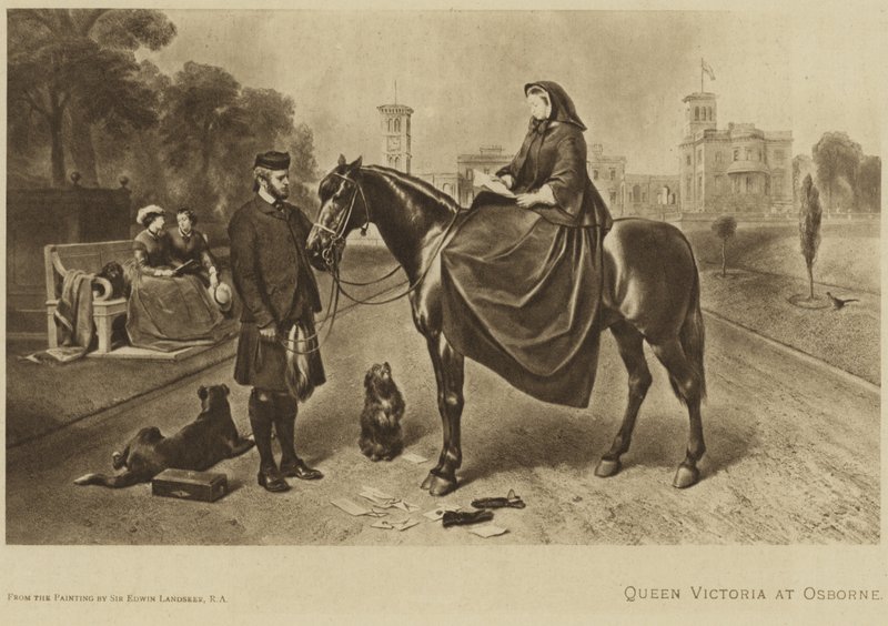 Queen Victoria sitting on a horse at Osborne by Edwin Landseer