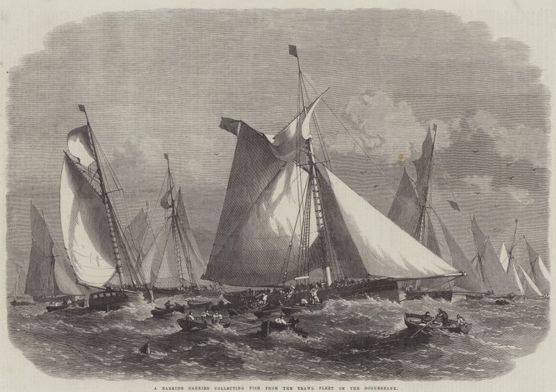 A Barking Carrier Collecting Fish from the Trawl Fleet on the Doggerbank by Edwin Weedon