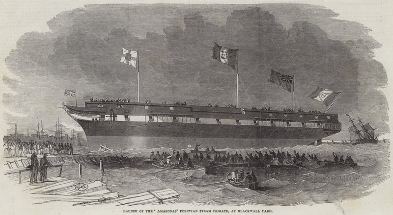 Launch of the Amazonas Peruvian Steam Frigate, at Blackwall Yard by Edwin Weedon