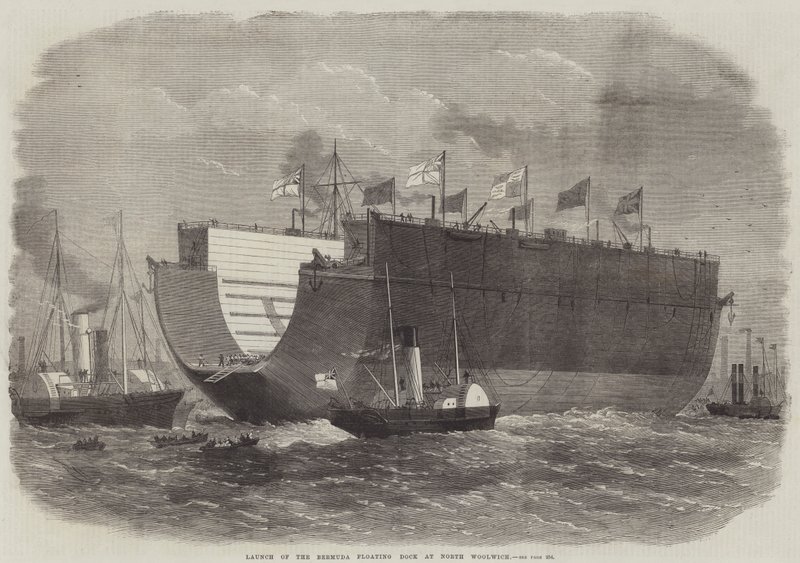 Launch of the Bermuda Floating Dock at North Woolwich by Edwin Weedon