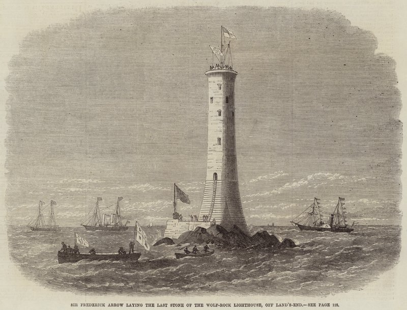 Sir Frederick Arrow laying the Last Stone of the Wolf-Rock Lighthouse, off Land
