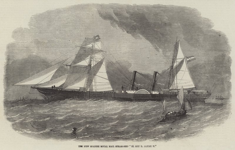 The New Spanish Royal Mail Steam-Ship El Rey D Jayme II by Edwin Weedon