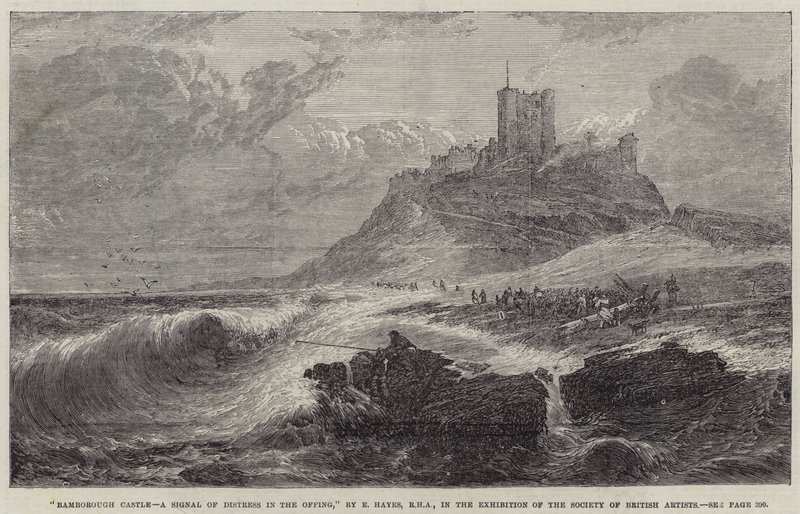 Bamborough Castle, a Signal of Distress in the Offing by Edwin Hayes