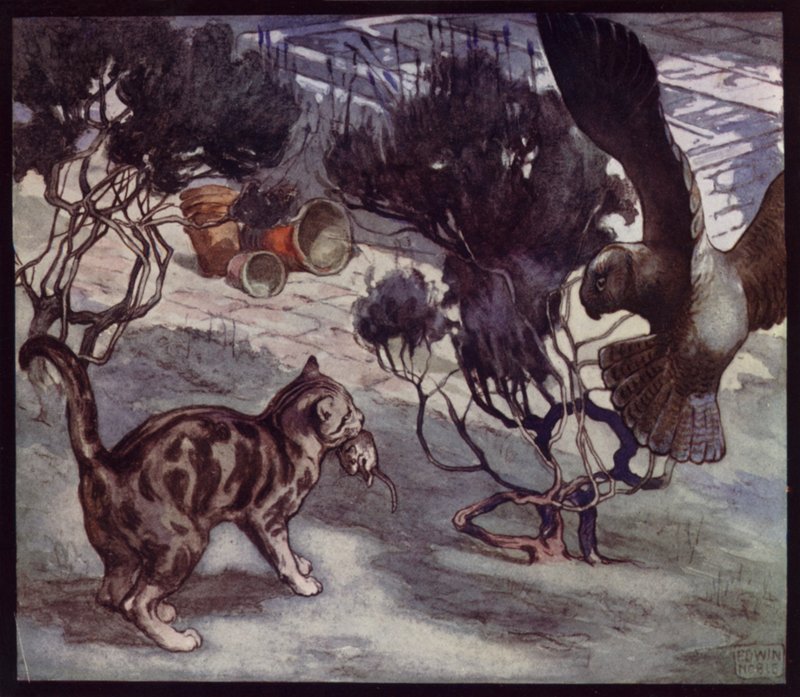 Rival Mouse-Hunters, Cats and Owl by Edwin Noble