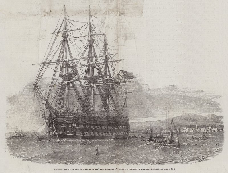 Emigration from the Isle of Skye, The Hercules in the Harbour of Campbelton by Edwin Weedon