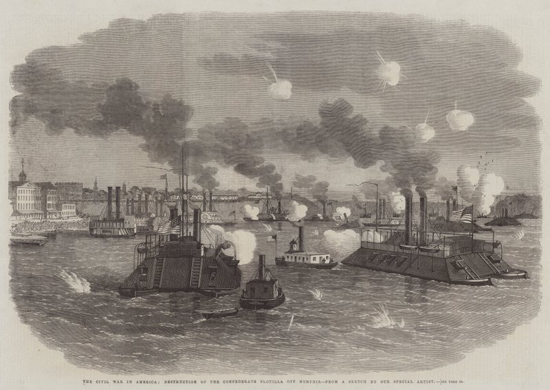 The Civil War in America, Destruction of the Confederate Flotilla off Memphis by Edwin Weedon