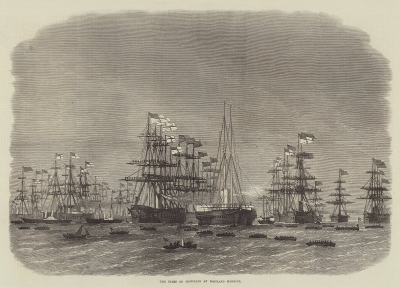 The Fleet of Ironclads at Portland Harbour by Edwin Weedon