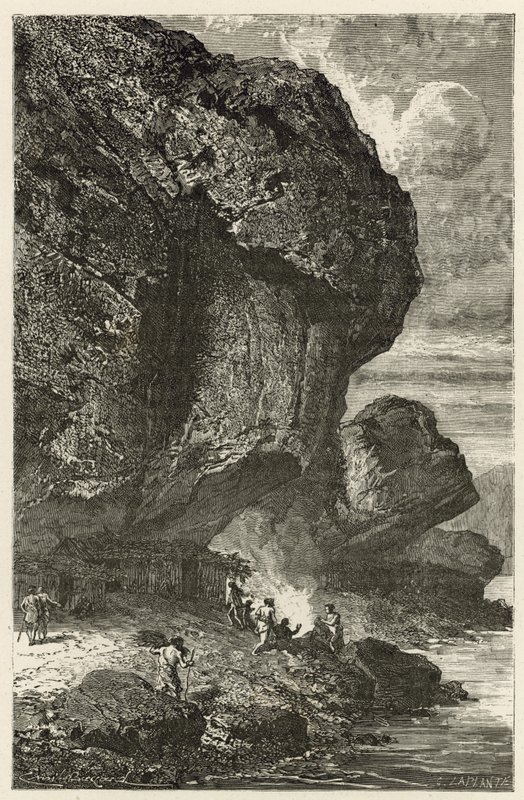 View of the Rock Shelter of Bruniquel, Habitation of Man in the Reindeer Era by Emile Antoine Bayard