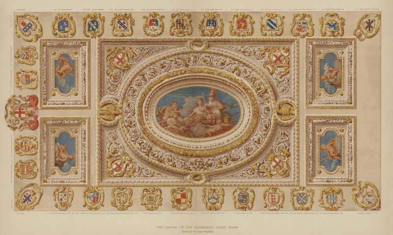 Ceiling of the Aldermens Court Room, Guildhall, City of London by English School
