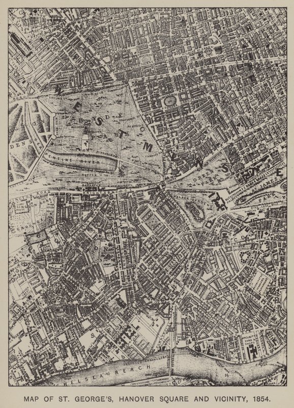 Map of St Georges, Hanover Square and Vicinity, 1854 by English School