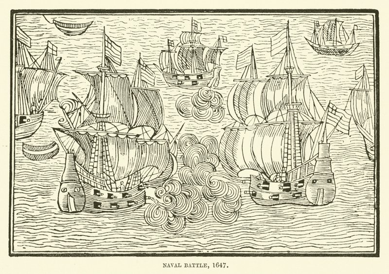 Naval Battle, 1647 by English School