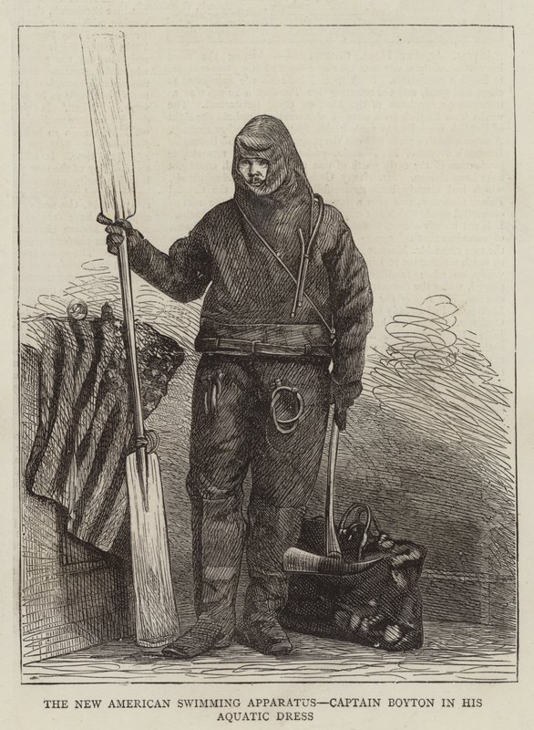 The New American Swimming Apparatus, Captain Boyton in His Aquatic Dress by English School