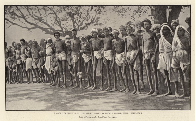 A Group of Natives on the Relief Works at Deori Panagar, Near Jubbulpore by English Photographer