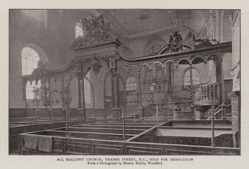 All Hallows Church, Thames Street, EC, Sold for Demolition by English Photographer