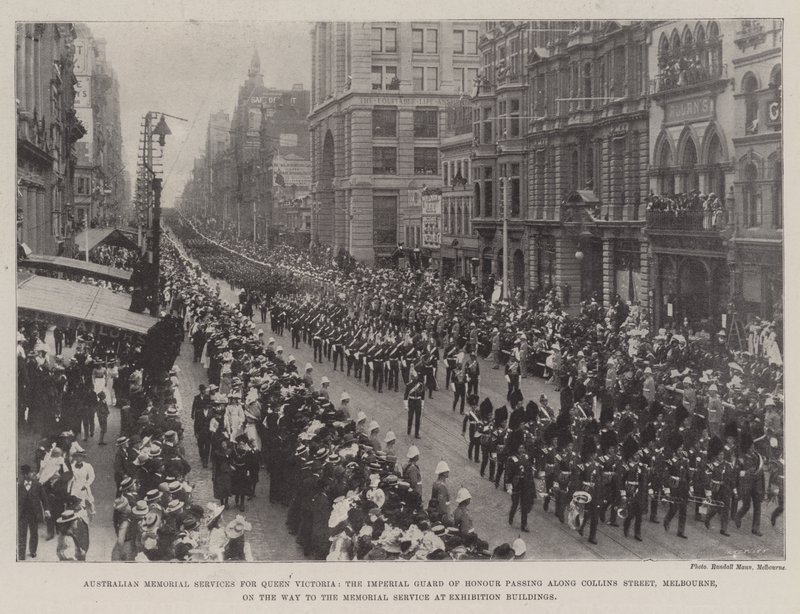 Australian Memorial Service for Queen Victoria, the Imperial Guard of Honour Passing Along Collins Street, Melbourne, on the Way to the Memorial Service at Exhibition Buildings by English Photographer