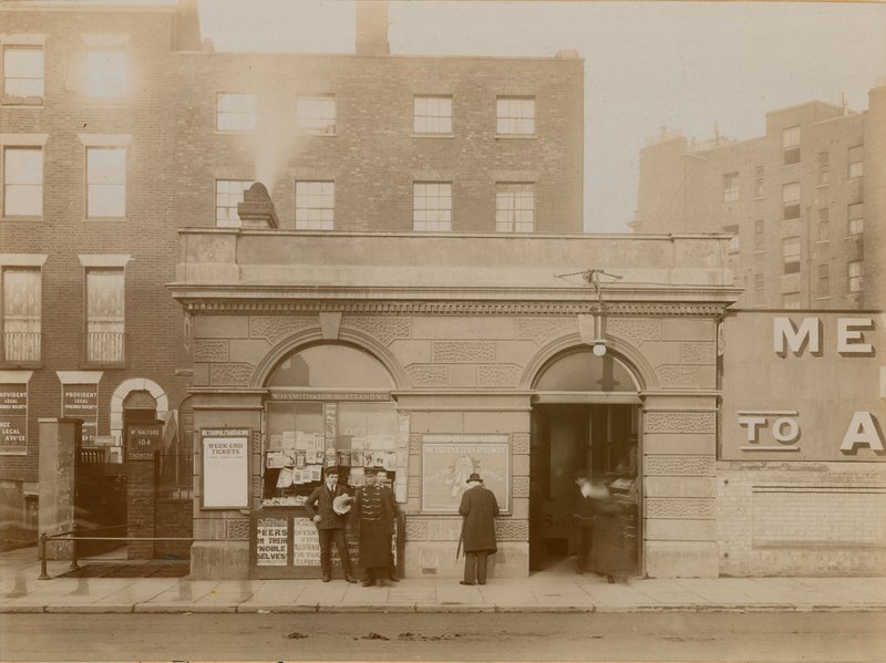 Baker Street Railway Station, East Entrance, Marylebone Road, London; Photograph Taken May 1908 by English Photographer
