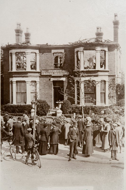 Boarding house on Cromwell Road damaged in a Zeppelin raid on Southend, Essex by English Photographer
