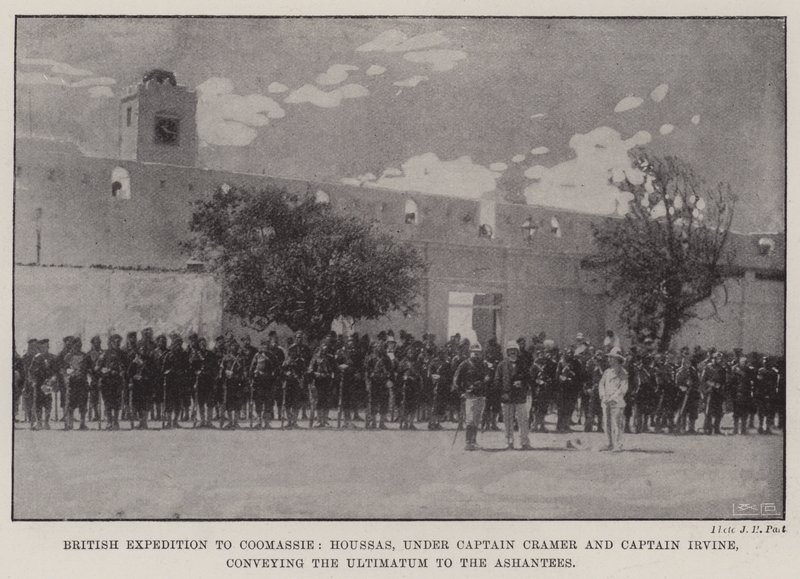 British Expedition to Coomassie, Houssas, under Captain Cramer and Captain Irvine, conveying the Ultimatum to the Ashantees by English Photographer