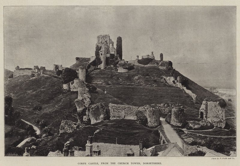 Corfe Castle, from the Church Tower, Dorsetshire by English Photographer