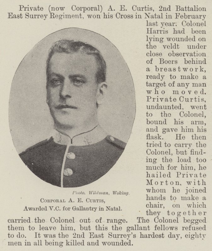 Corporal A E Curtis, awarded VC for Gallantry in Natal by English Photographer