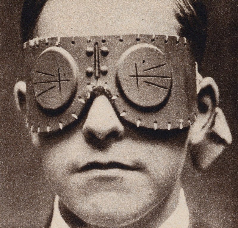 Goggles to protect the wearer from shell splinters, World War I by English Photographer