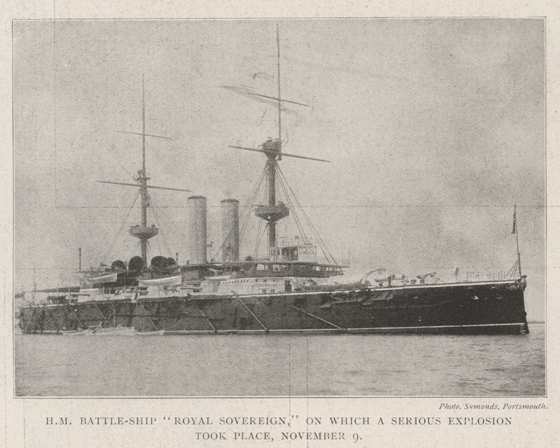 HM Battle-Ship Royal Sovereign, on which a Serious Explosion took place, 9 November by English Photographer