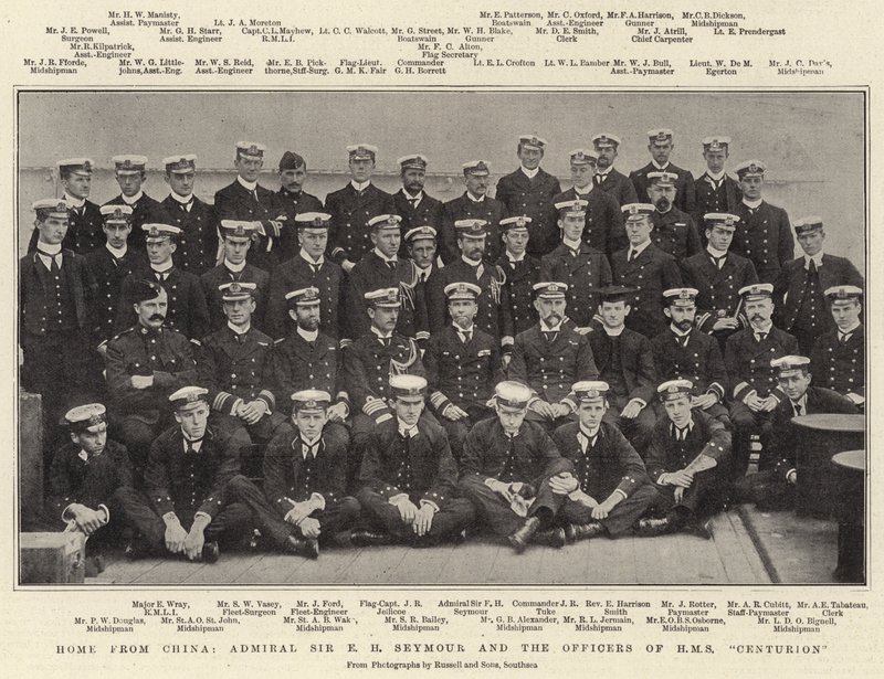 Home from China, Admiral Sir E. H. Seymour and the Officers of HMS Centurion by English Photographer