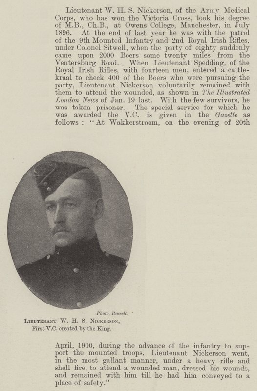 Lieutenant W H S Nickerson, First VC created by the King by English Photographer