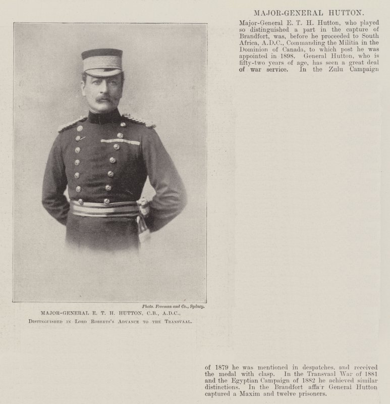 Major-General E T H Hutton, CB, ADC, distinguished in Lord Roberts