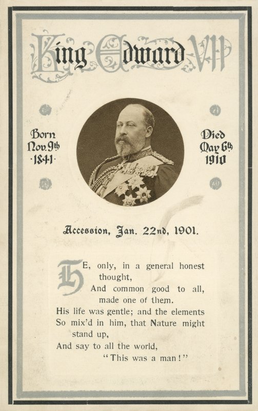 Memorial card, King Edward VII by English Photographer