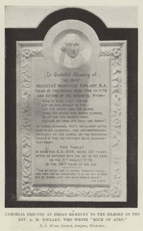 Memorial at Broad Hembury to Reverend A M Toplady, author of Rock of Ages by English Photographer