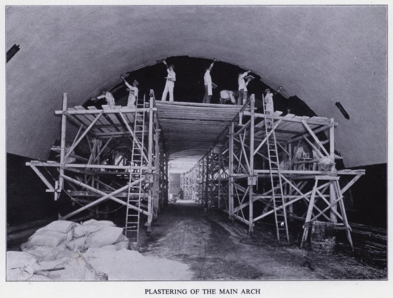 Mersey Tunnel: Plastering of the Main Arch by English Photographer