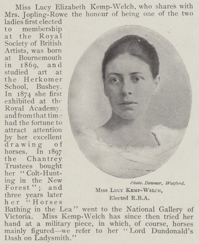 Miss Lucy Kemp-Welch, elected RBA by English Photographer