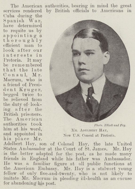 Mr Adelbert Hay, New US Consul at Pretoria by English Photographer