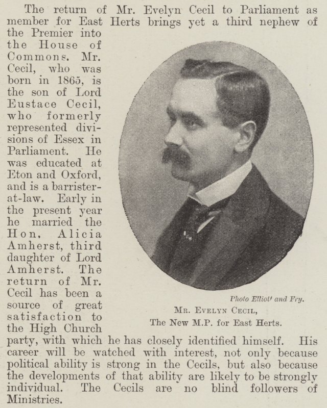 Mr Evelyn Cecil, the New MP for East Herts by English Photographer