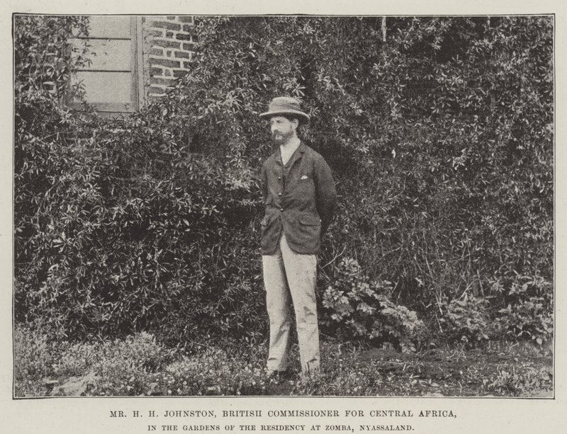 Mr H H Johnston, British Commissioner for Central Africa, in the Gardens of the Residency at Zomba, Nyassaland by English Photographer