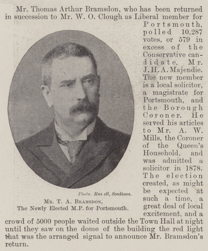 Mr T A Bramsdon, the Newly Elected MP for Portsmouth by English Photographer