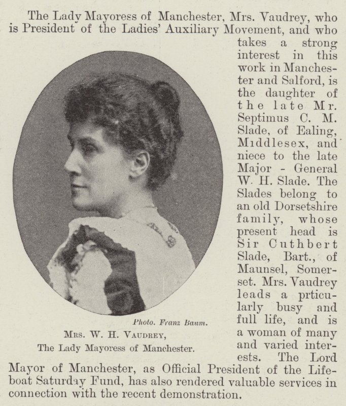 Mrs W H Vaudrey, the Lady Mayoress of Manchester by English Photographer