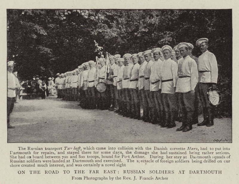 On the Road to the Far East, Russian Soldiers at Dartmouth by English Photographer