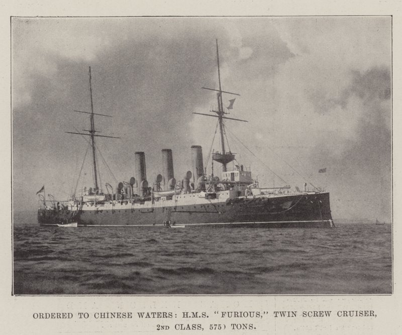 Ordered to Chinese Waters, HMS Furious, Twin Screw Cruiser, 2nd Class, 5750 Tons by English Photographer