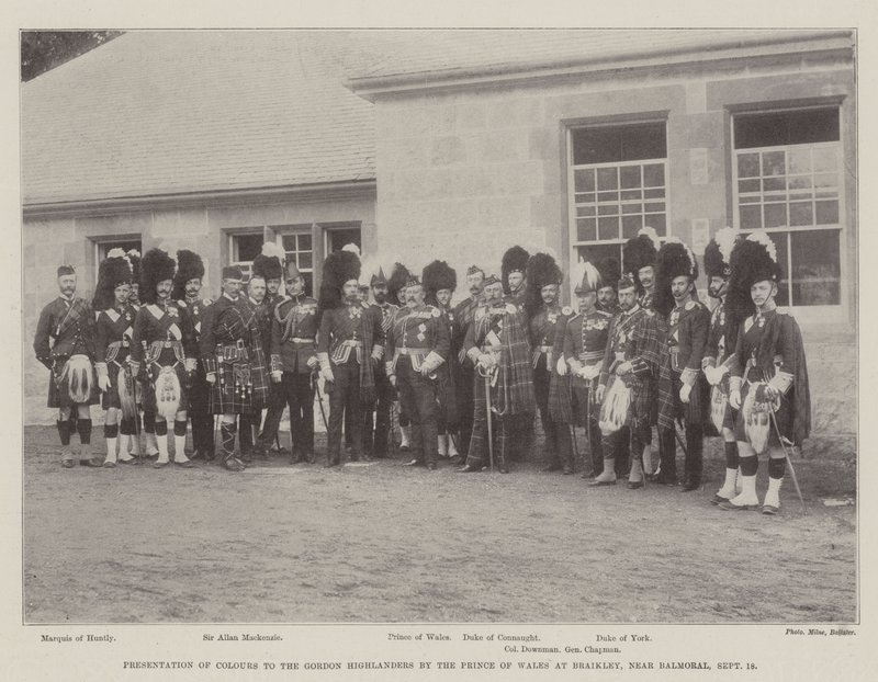 Presentation of Colours to the Gordon Highlanders by the Prince of Wales at Braikley, near Balmoral, 18 September by English Photographer