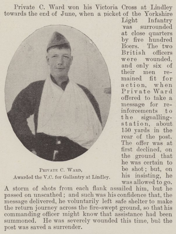 Private C Ward, awarded the VC for gallantry at Lindley by English Photographer