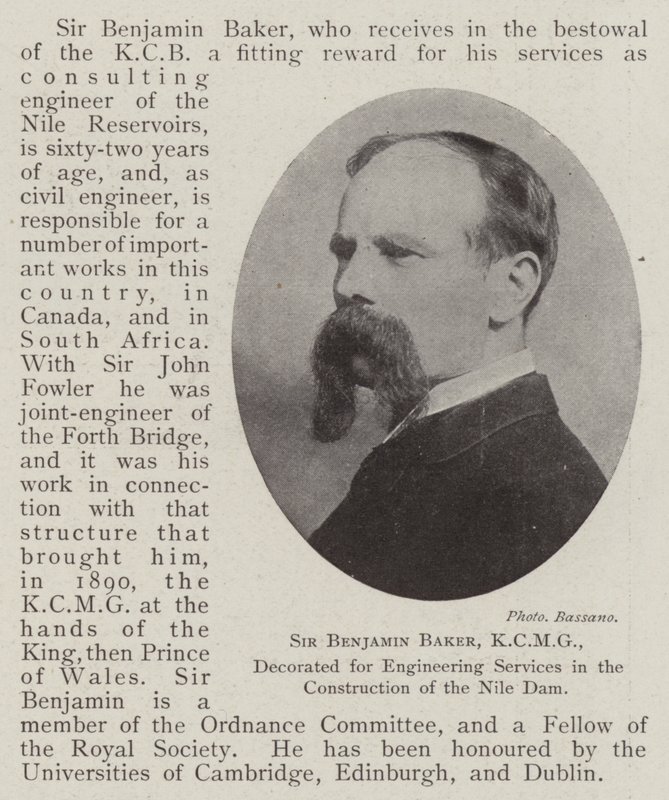 Sir Benjamin Baker, KCMG, decorated for Engineering Services in the Construction of the Nile Dam by English Photographer