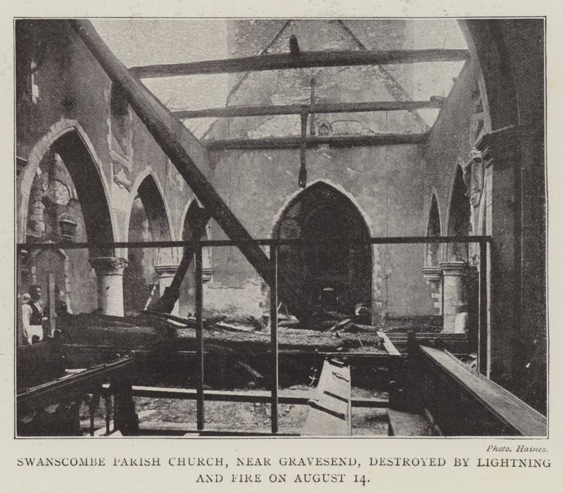 Swanscombe Parish Church, near Gravesend, destroyed by Lightning and Fire on 14 August by English Photographer