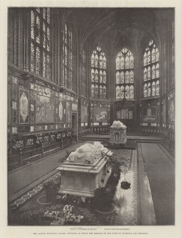 The Albert Memorial Chapel, Windsor, in which the Remains of the Duke of Clarence are Reposing by English Photographer