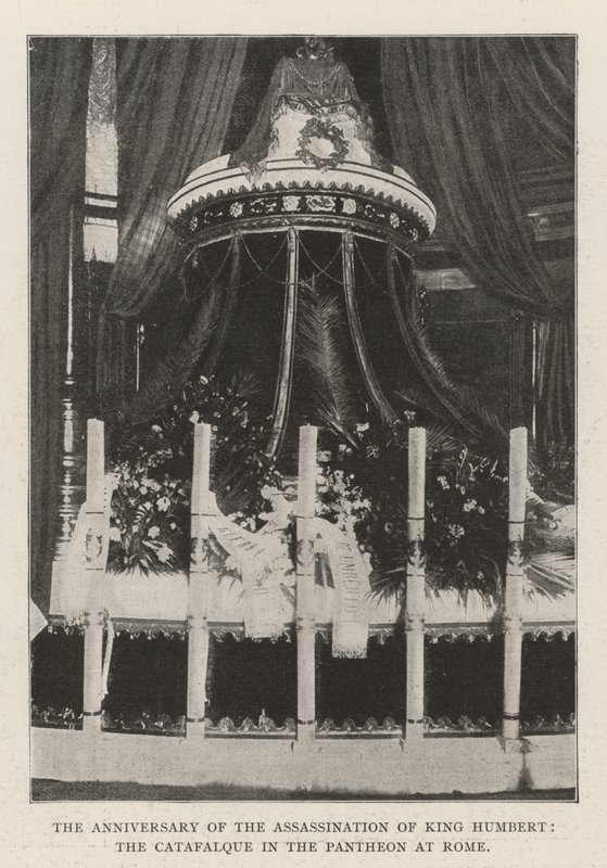 The Anniversary of the Assassination of King Humbert, the Catafalque in the Pantheon at Rome by English Photographer