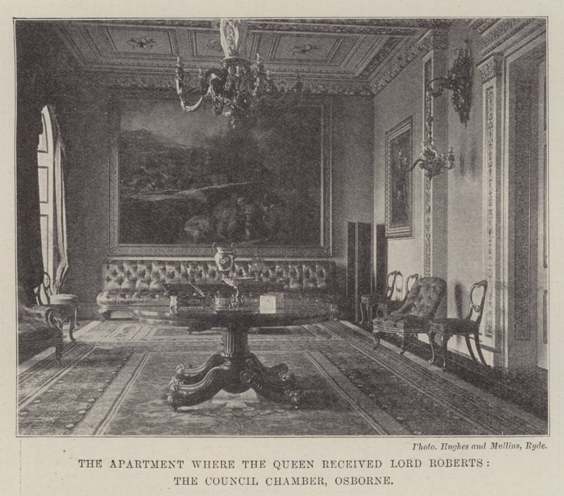The Apartment where the Queen received Lord Roberts, the Council Chamber, Osborne by English Photographer