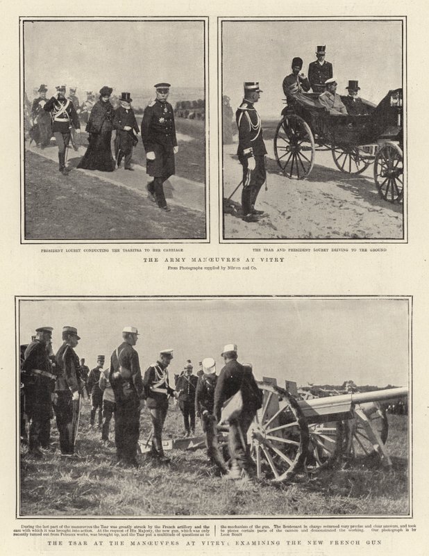 The Army Manoeuvres at Vitry, the Tsar at the Manoeuvres at Vitry, Examining the New French Gun by English Photographer
