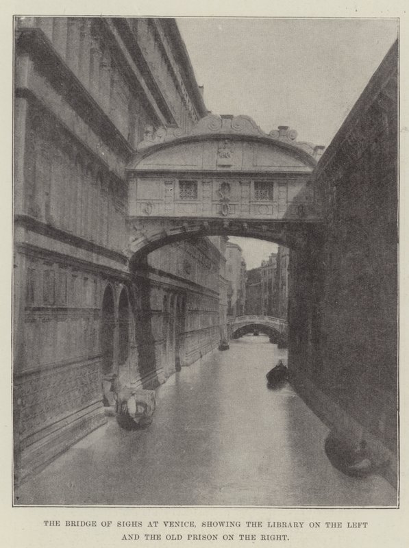 The Bridge of Sighs at Venice, Showing the Library on the Left and the Old Prison on the Right by English Photographer