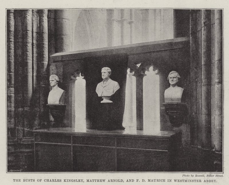 The Busts of Charles Kingsley, Matthew Arnold, and F. D. Maurice in Westminster Abbey by English Photographer